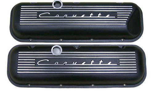 PML Covers - 9096-BK | PML Cover Valve Covers For Chevy Big Block, 396, 427, 454, 502, CHEVROLET Script | Black Powder Coat Finish