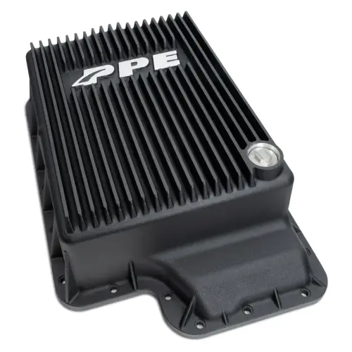 Pacific Performance Engineering - 328051020 | PPE Performance Heavy-Duty Cast Aluminum Transmission Pan Black Finish (2003-2010 Ford F250, F350 Super Duty 6.L, 6.4L Power Stroke 5R110)