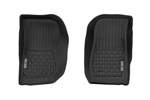 Rough Country - FF-6141_A | Rough Country Flex Fit Floor Mats For Jeep Wrangler JK 4WD | Front, 2 Door
