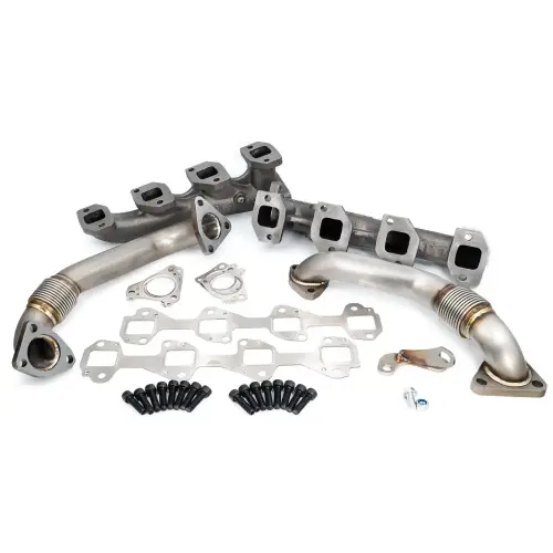 Pacific Performance Engineering - 116111000 | PPE Performance High-Flow Exhaust Manifold and Up-Pipe Kit Raw Finish (2001-2004 Silverado, Sierra 2500 HD, 3500 HD 6.6L td FED/2001 CA)