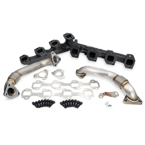 Pacific Performance Engineering - 116111020 | PPE Performance High-Flow Exhaust Manifold and Up-Pipe Kit Black Ceramic Coating (2001-2004 Silverado, Sierra 2500 HD, 3500 HD 6.6L td FED/2001 CA)