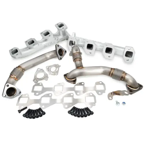 Pacific Performance Engineering - 116112035 | PPE Performance High-Flow Exhaust Manifold and Up-Pipe Kit Silver Ceramic Coating (2011-2016 Silverado, Sierra 2500 HD, 3500 HD 6.6L td)