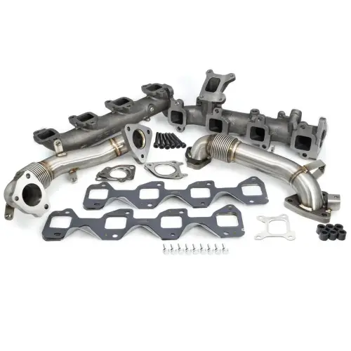 Pacific Performance Engineering - 116112500 | PPE Performance High-Flow Exhaust Manifold and Up-Pipe Kit Raw (2017-2025 Silverado, Sierra 2500 HD, 3500 HD 6.6L td)