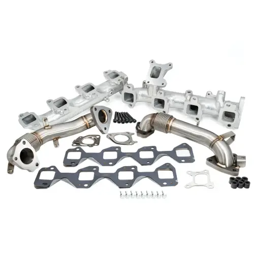 Pacific Performance Engineering - 116112535 | PPE Performance High-Flow Exhaust Manifold and Up-Pipe Kit Silver Ceramic Coating (2017-2025 Silverado, Sierra 2500 HD, 3500 HD 6.6L td)