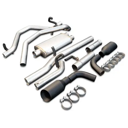 Pacific Performance Engineering - 117040020 | PPE Performance Cat-Back Exhaust System Dual Exit Raw Tubes, Black Ceramic Coated Tips (2014-2019 Silverado, Sierra 1500 V8-5.3L)