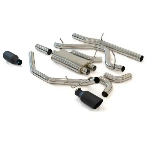 Pacific Performance Engineering - 117043020 | PPE Performance Cat-Back Exhaust System Dual Exit Polished Tubes, Black Ceramic Coated Tips (2014-2019 Silverado, Sierra 1500 V8-5.3L)