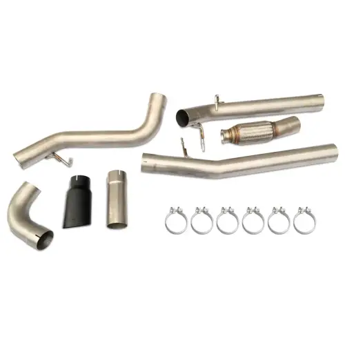 Pacific Performance Engineering - 117050020 | PPE Performance 304 Stainless Steel DPF-Back Performance Exhaust Kit - Single Exit Raw Tubes, Black Ceramic Coated Tips (2020–2022 Silverado, Sierra 1500 I6-3.0L td)