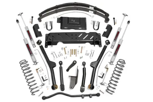 Rough Country - 61722 | Rough Country 4.5 Inch Lift Kit For Jeep Cherokee XJ | 2.5L I4 / 4.0L I6 Engine, NP242 Transfer Case, Rear Leaf Springs, Premium N3 Shocks