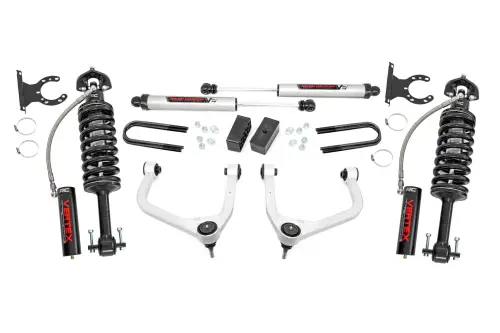 Rough Country - 28857_A | Rough Country 3.5 Inch Lift Kit GMC Sierra 1500 2WD/4WD | Aluminum Finish Control Arm, Factory Rear Mono-Leaf Spring, Vertex Coilovers With V2 Rear Shocks