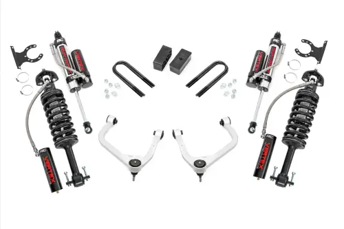 Rough Country - 28850_A | Rough Country 3.5 Inch Lift Kit GMC Sierra 1500 2WD/4WD | Aluminum Finish Control Arm, Factory Rear Mono-Leaf Spring, Vertex Coilovers With Vertex Shocks