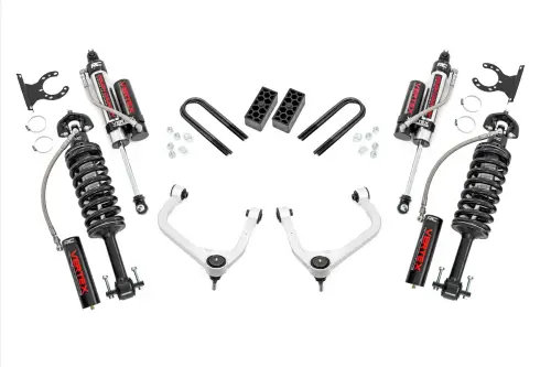 Rough Country - 28250_A | Rough Country 3.5 Inch Lift Kit For Chevrolet Silverado 1500 2WD/4WD | Aluminum Finish Control Arm, Factory Rear Mono Leaf Spring, Vertex Coilovers With Vertex Shocks