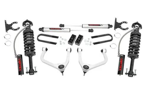 Rough Country - 110457 | Rough Country 3.5 Inch Lift Kit For Chevrolet Silverado 1500 2WD | Aluminum Finish Control Arm, Rear Multi Leaf Spring, Vertex Coilovers With V2 Rear Shocks