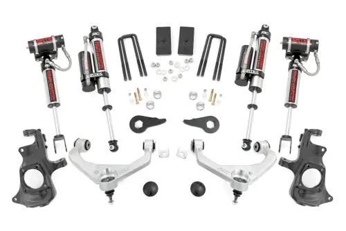 Rough Country - 97650 | Rough Country 3.5 Inch Lift Kit For Chevrolet Silverado / GMC Sierra 2500 HD & 3500 HD 2WD/4WD | No Factory Rear Overloads, Aluminum Arm Finish, Vertex Reservoir Shocks