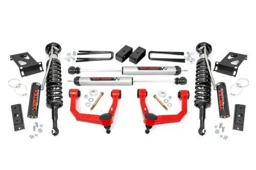 Rough Country - 74257RED | Rough Country 3.5 Inch Lift Kit Toyota Tacoma 2WD/4WD | Red Finish Arm, Vertex Coilovers With V2 Rear Shocks