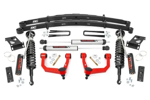 Rough Country - 74258RED | Rough Country 3.5 Inch Lift Kit For Toyota Tacoma 2WD/4WD | Red Finish Control Arm, Vertex Coilovers, Rear V2 Shocks