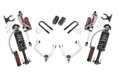 Rough Country - 28850 | Rough Country 3.5 Inch Lift Kit GMC Sierra 1500 2WD/4WD | Aluminum Finish Arms, Factory Rear Mono Leaf Spring, Vertex Coilovers With Vertex Rear Shocks