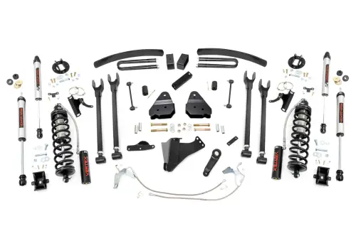 Rough Country - 58858 | Rough Country 6 Inch Coilover Conversion Lift Kit With 4-LinK Setup For Ford F-250/F-350 Super Duty | 2008-2010 | Gas, Rear V2 Shocks