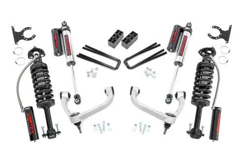 Rough Country - 54550 | Rough Country 3 Inch Lift Kit For Ford F-150 4WD (2014-2020) | Aluminum Finish, Vertex Coilovers & Shocks