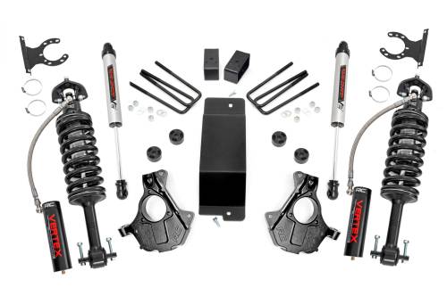 Rough Country - 12457 | Rough Country 3.5 Inch Lift Kit For Chevrolet Silverado / GM Sierra 1500 4WD | Lower Arm Type Stock Cast Steel, Vertex Coilovers With V2 Rear Shocks