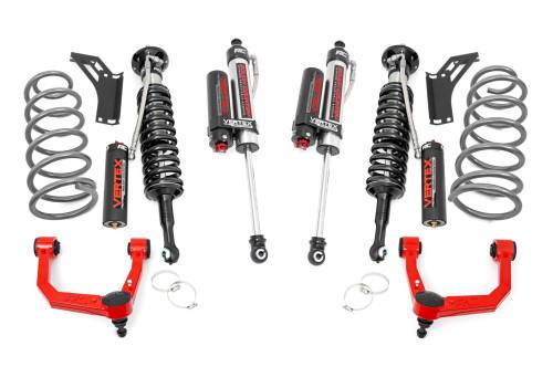 Rough Country - 76650RED | Rough Country 3 Inch Lift Kit For Toyota 4Runner 4WD | Red Finish Arm, Vertex Coilovers With Vertex Shocks