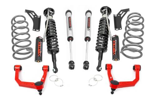 Rough Country - 76658RED | Rough Country 3 Inch Lift Kit For Toyota 4Runner | Red Finish Arm, Vertex Coilovers With V2 Rear Shocks