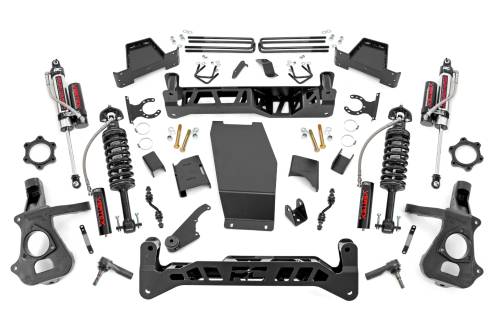 Rough Country - 17450 | Rough Country 7 Inch Lift Kit For Chevrolet Silverado / GM Sierra 1500 (2014-2018) | Control Arm: Stock Cast Aluminum/Stamped Steel, Front Vertex Adjustable Coilovers, Rear Vertex Adjustable Shocks