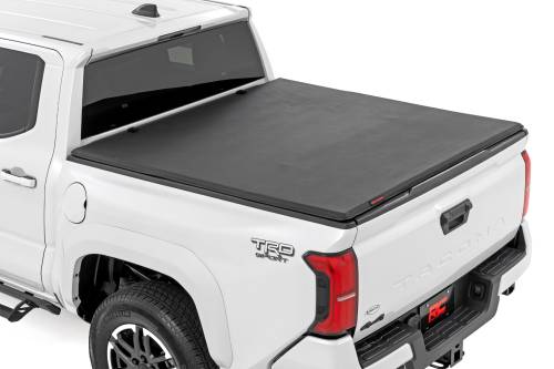 Rough Country - 41716505A | Rough Country Soft Tri-Fold Bed Cover, 5' Bed, Double Cab For Toyota Tacoma 2WD/4WD