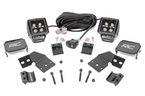 Rough Country - 93303 | Rough Country LED Cube Light Kit Forward Facing For Polaris XPEDITION ADV 5/XPEDITION XP 5 | Black Series With Amber DRL Lights