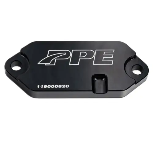 Pacific Performance Engineering - 119000820 | PPE Performance Coolant Block-Off Plate - Billet Aluminum For GM 6.6L Duramax | Black Finish