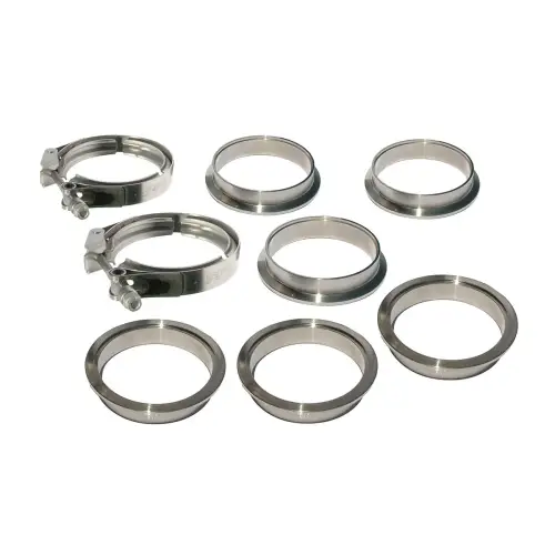 Pacific Performance Engineering - 517115008 | PPE Performance QR 304 Stainless Steel V-Band - 8 Piece Set (2C 3M 3F) | 1.50 Inch Dimensions