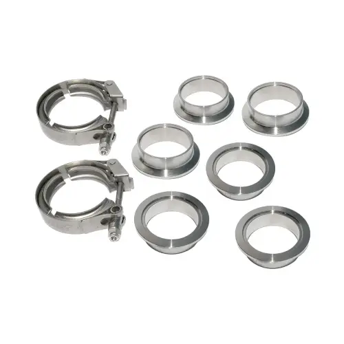 Pacific Performance Engineering - 517120008 | PPE Performance QR 304 Stainless Steel V-Band - 8 Piece Set (2C 3M 3F) | 2.00 Inch Dimensions