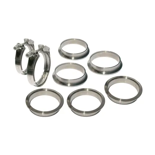 Pacific Performance Engineering - 517140008 | PPE Performance QR 304 Stainless Steel V-Band - 8 Piece Set (2C 3M 3F) | 4.00 Inch Dimensions