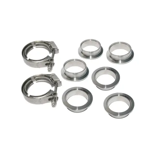 Pacific Performance Engineering - 517220008 | PPE Performance QR 304 Stainless Steel Clamps - Aluminum Flanges - 8 Piece Set (2C 3M 3F) | 2.00 Inch Dimensions