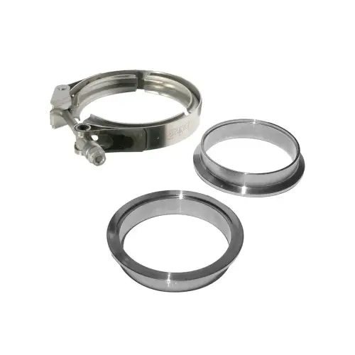 Pacific Performance Engineering - 517235003 | PPE Performance QR 304 Stainless Steel Clamps - Aluminum Flanges - 3 Piece Set (1C 1M 1F) | 3.50 Inch Dimensions