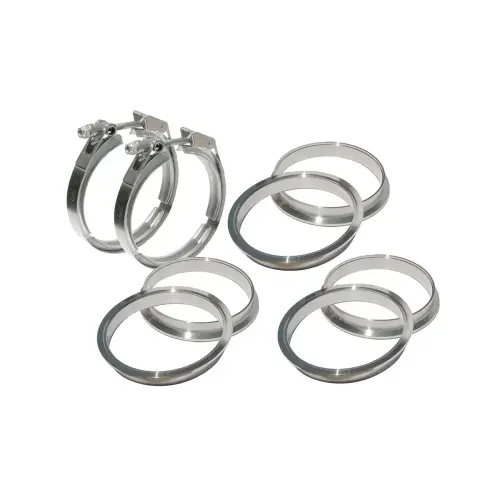 Pacific Performance Engineering - 517250008 | PPE Performance QR 304 Stainless Steel Clamps - Aluminum Flanges - 8 Piece Set (2C 3M 3F) | 5.00 Inch Dimensions