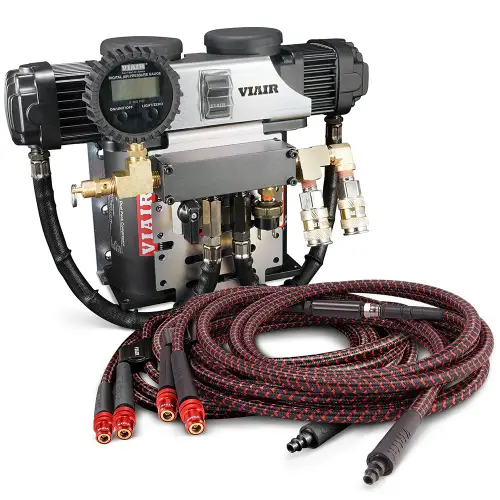 VIAIR - 80307BL | VIAIR Dual VMS PRO Complete Air Management System | Black, VMS400, 4 Way Hose System: Large (130" & Longer Wheelbase)