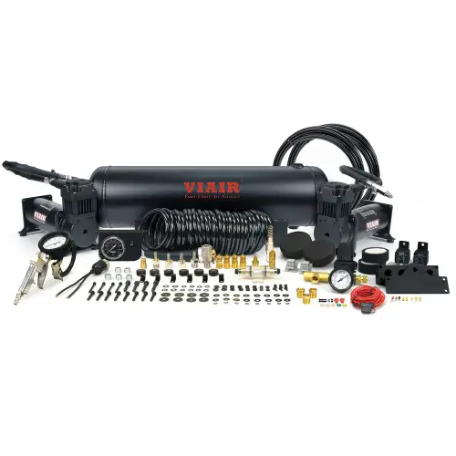 VIAIR - 20020 | VIAIR Dual 444C Onboard Air System | Stealth Black, 200 PSI, 3.53 CFM, 40 Amp, 12V, 2.5 Gallon Tank