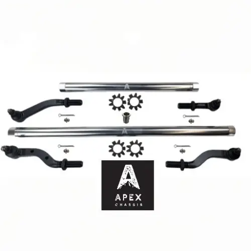 Apex Chassis - KIT601F-DT72 | Apex Chassis 2.5 TON Tie Rod & Drag Link Assembly, For Axle Upgrade Options Only For Jeep JL/JT | Polished Aluminum, Dynatrac 72.5 Inch, Flip Kit (With Lifts Over 4.5 Inch)