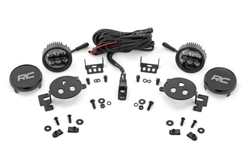 Rough Country - 30005 | Rough Country LED Fog Light Kit 3.5 Inch Round, Black Series, Amber DRL For Ram 1500