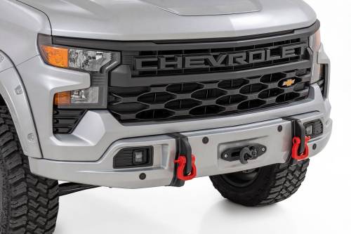 Rough Country - 13007-GAN | Rough Country FXS Front Bumper For Chevrolet Silverado 1500 2WD/4WD | GAN,  Silver Ice Metallic Paint Code, With PRO12000S Winch