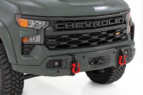 Rough Country - 13007-GBD | Rough Country FXS Front Bumper For Chevrolet Silverado 1500 2WD/4WD | GBD, Cypress Gray Paint Code, With PRO12000S Winch