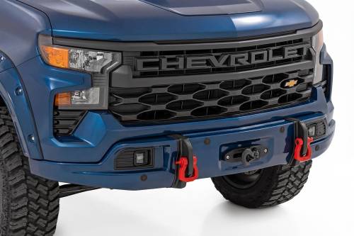 Rough Country - 13007-GJV | Rough Country FXS Front Bumper For Chevrolet Silverado 1500 2WD/4WD | GJV, Riptide Blue Paint Code, With PRO12000S Winch