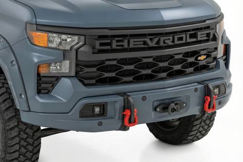 Rough Country - 13007-GNO | Rough Country FXS Front Bumper For Chevrolet Silverado 1500 2WD/4WD | GNO, Slate Gray Paint Code, With PRO12000S Winch