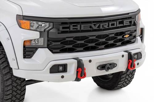 Rough Country - 13007-GAZ | Rough Country FXS Front Bumper For Chevrolet Silverado 1500 2WD/4WD | GAZ, Summit White Paint Code, With PRO12000S Winch