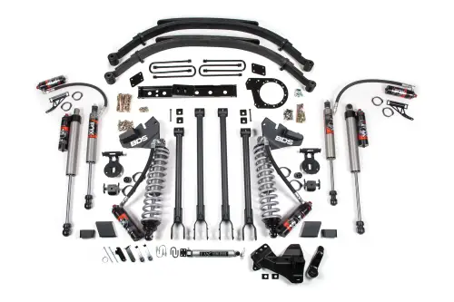 BDS Suspension - BDS1986FPE | BDS Suspension 7 Inch Lift Kit 4-Link Fox 2.5 Performance Elite Coil-Over Conversion For Ford F-250 / F-350 Super Duty 4WD | Diesel | Rear Leaf Springs | Fox 2.5 Performance Elite Shocks