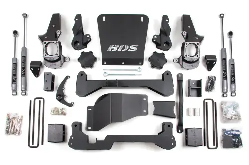 BDS Suspension - BDS189H | BDS Suspension 7 Inch Lift Kit For Chevrolet Silverado / GMC Sierra 2500HD / 3500HD 4WD | Rear 5 Inch Lift Block Kit | Standard Track Knuckle | NX2 Nitro Series Shocks