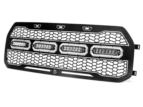 Afe - Advance Flow Engineering - 79-21001L | aFe Power Scorpion Complete Replacement Grille, Tread Design Black With LED Lights For Ford F-150 Raptor 17-20 V6-3.5L (tt) Without Camera