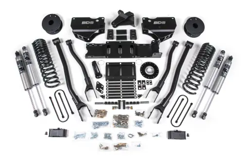BDS Suspension - BDS2158PS | BDS Suspension 4 Inch Extended Travel Lift Kit With 4-Link For Ram 3500 4WD Diesel | Coil Spring / Bump Stop Extension | Rear 2 Inch Lift Block Kit With Overload | Fox 2.5 Performance Series HTO Shocks