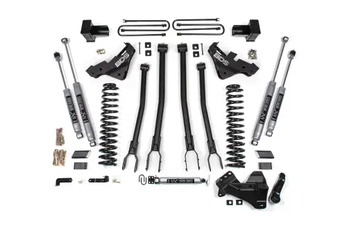 BDS Suspension - BDS2264H | BDS Suspension 5 Inch Lift Kit With 4 Link For Ford F-250 / F-350 Super Duty 4WD Diesel | Rear 3 Inch Lift Block Kit Without Overload | NX2 Nitro Series Shocks