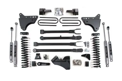 BDS Suspension - BDS335H | BDS Suspension 6 Inch Lift Kit With 4-Link For Ford F-250 / F-350 Super Duty 4WD Gas | Rear Lift 5 Inch Block Kit Without Overload | NX2 Nitro Series Shocks